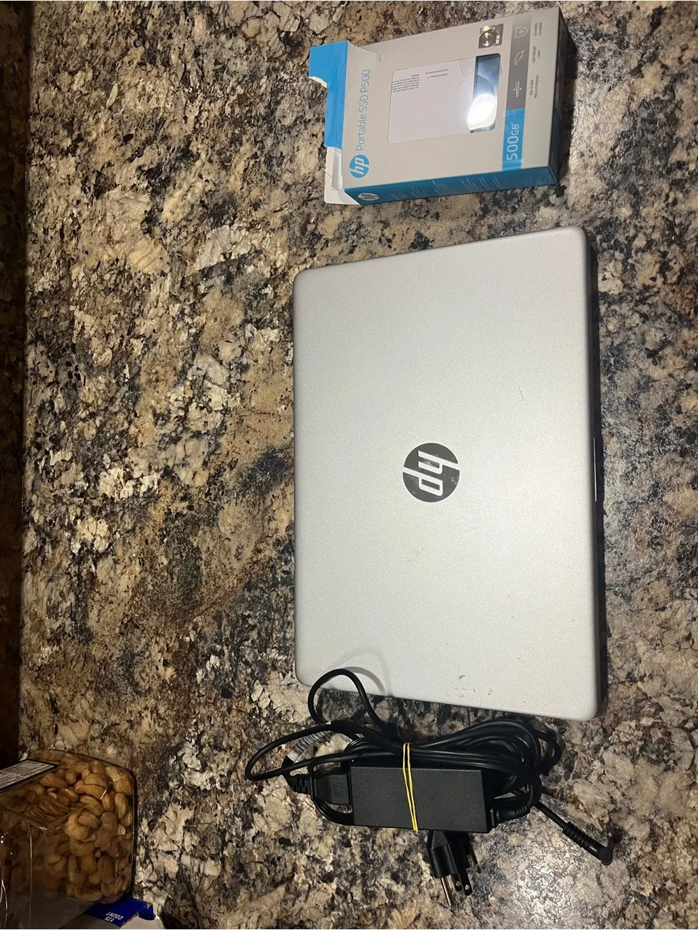 HP Silver Laptop with Charger and HP Accessories